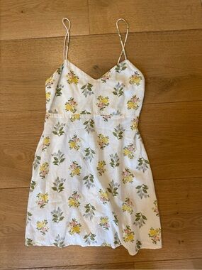 Zara Floral White & Yellow Spaghetti-Strap Summer Dress